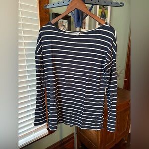 H&M Navy and White Striped Long Sleeve Tee